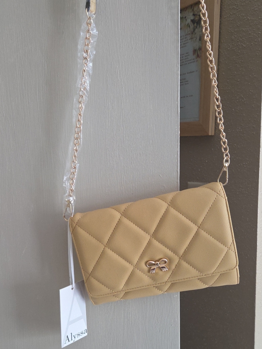 Alyssa Quilted Crossbody Bag in Mustard Yellow